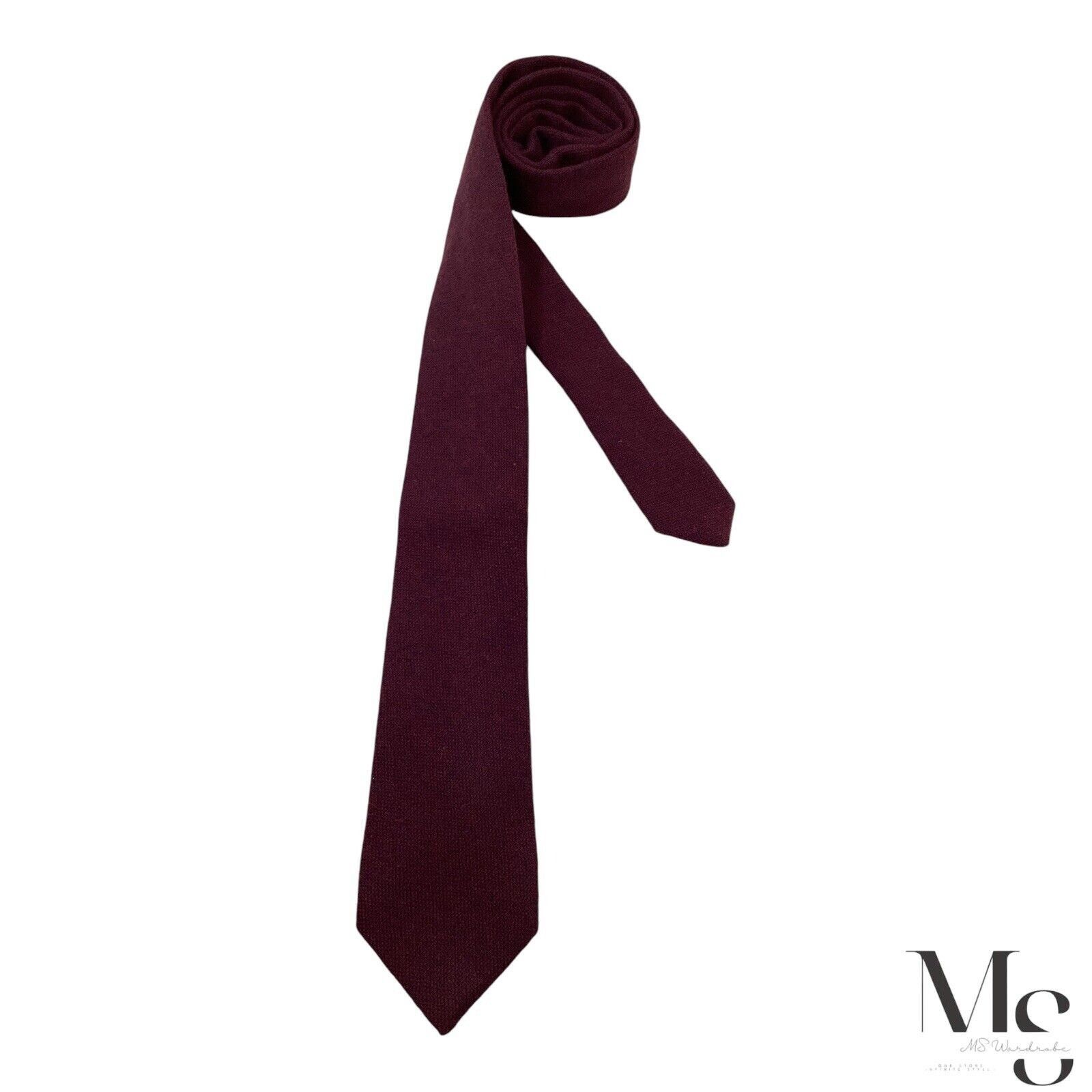 Isaia ISAIA NAPOLI Solid Burgundy Cashmere Tie Made In Italy W: 3" Size ONE SIZE - 1 Thumbnail