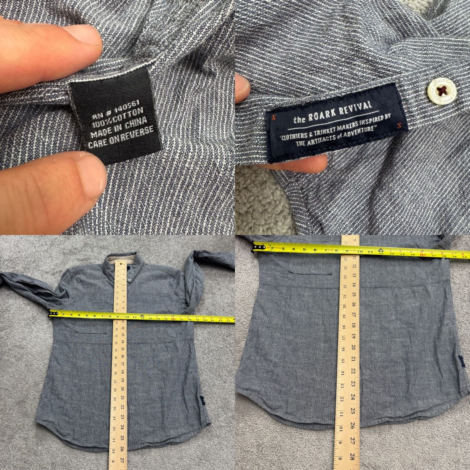 Roark Roark Revival Button-Up Shirt Mens Small Gray Striped Cotton Casual Outdoor Preppy Size US S / EU 44-46 / 1 - 8 Thumbnail