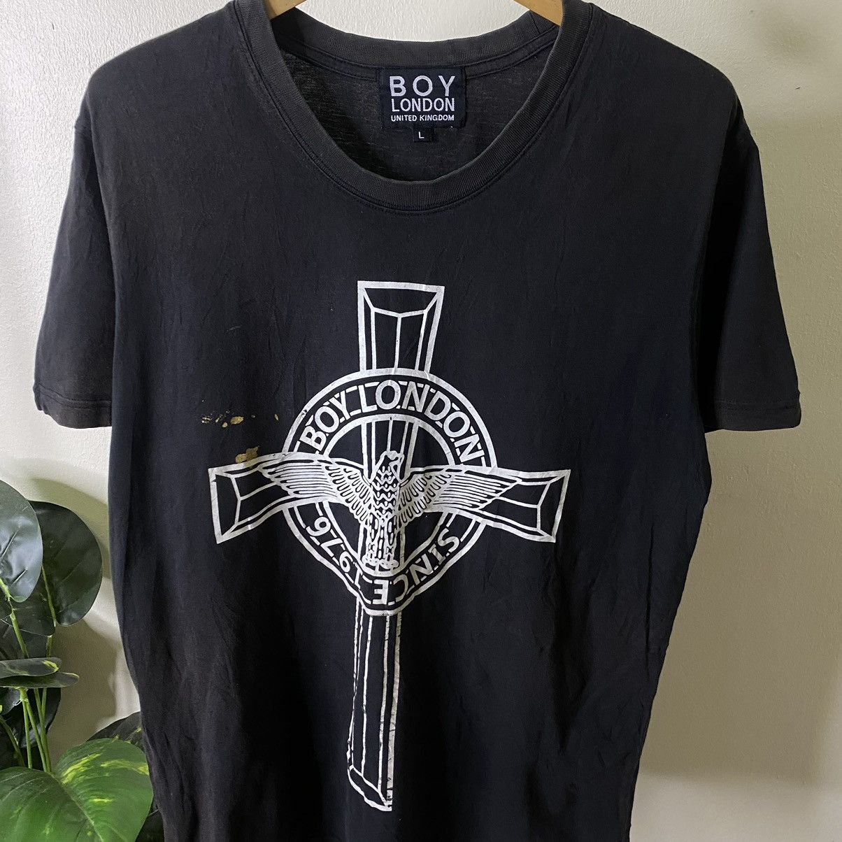 Boy London Vintage 1990s Boy London Big Cross Chrome Hearts Style Tee Size US L / EU 52-54 / 3 - 9 Thumbnail