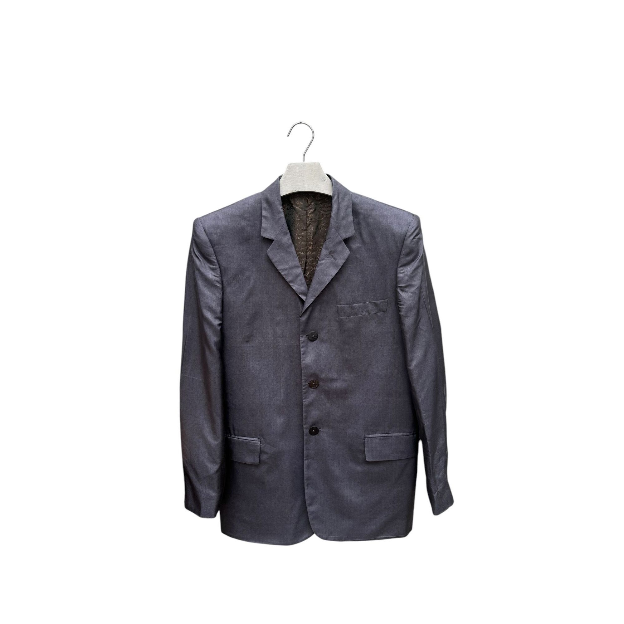 Jean Paul Gaultier 1990s Grey Iridescent Silk Blazer Jacket Size 40R - 1 Thumbnail