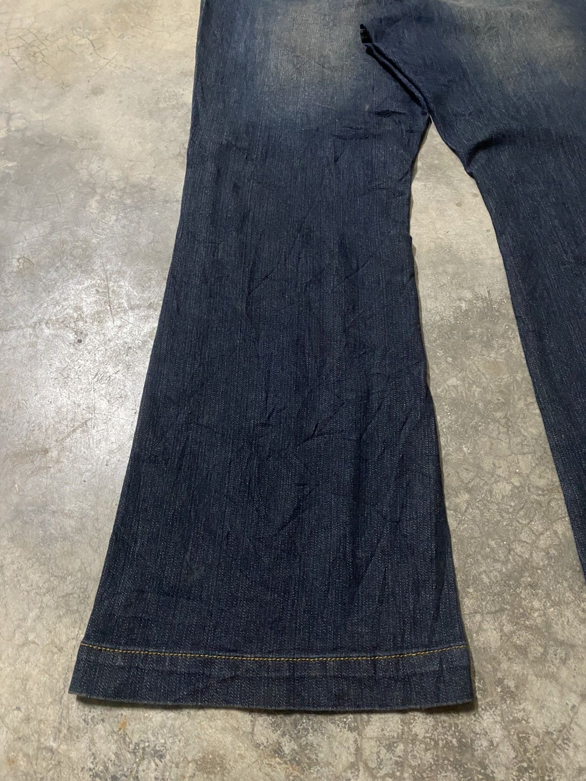 If Six Was Nine Baggy Jeans Japanese Smile Land Rusty Blue Bush Pocket Flare Size US 37 - 11 Thumbnail