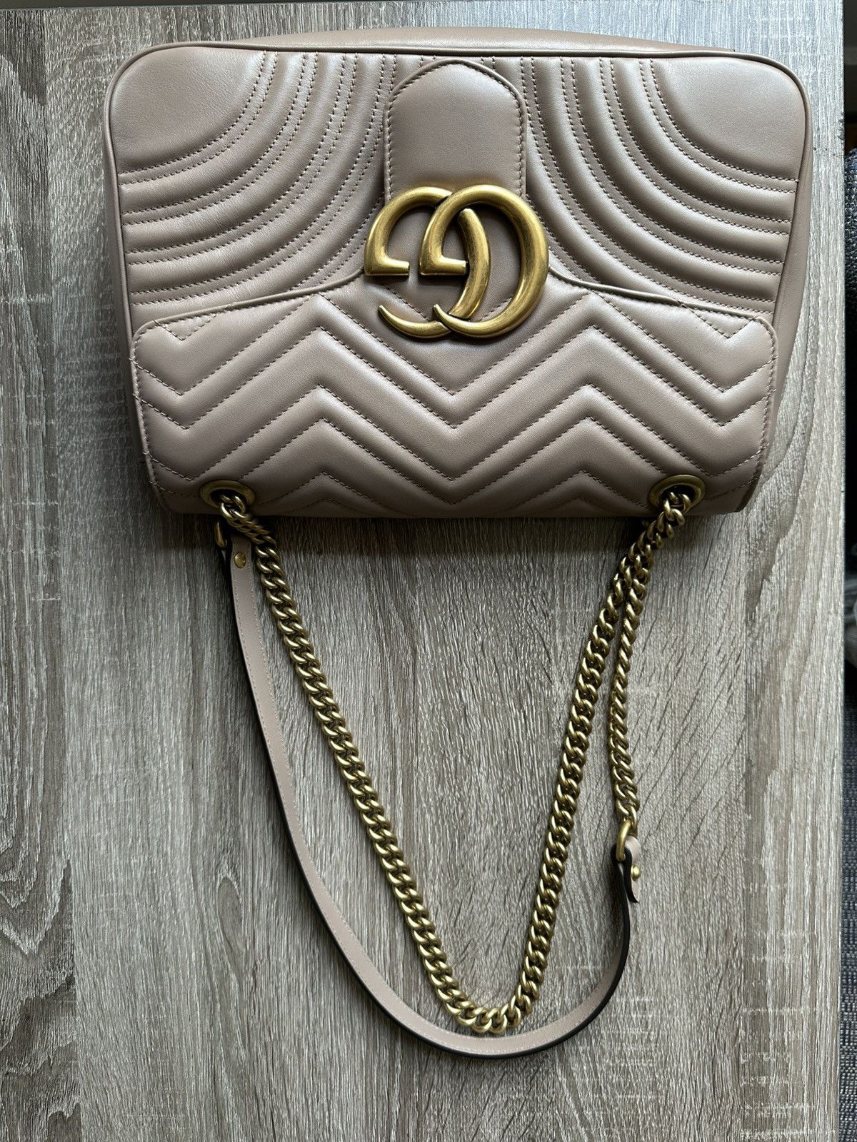 Gucci GUCCI GG Marmont Large Matelassé Shoulder Bag – Taupe Size ONE SIZE - 21 Thumbnail