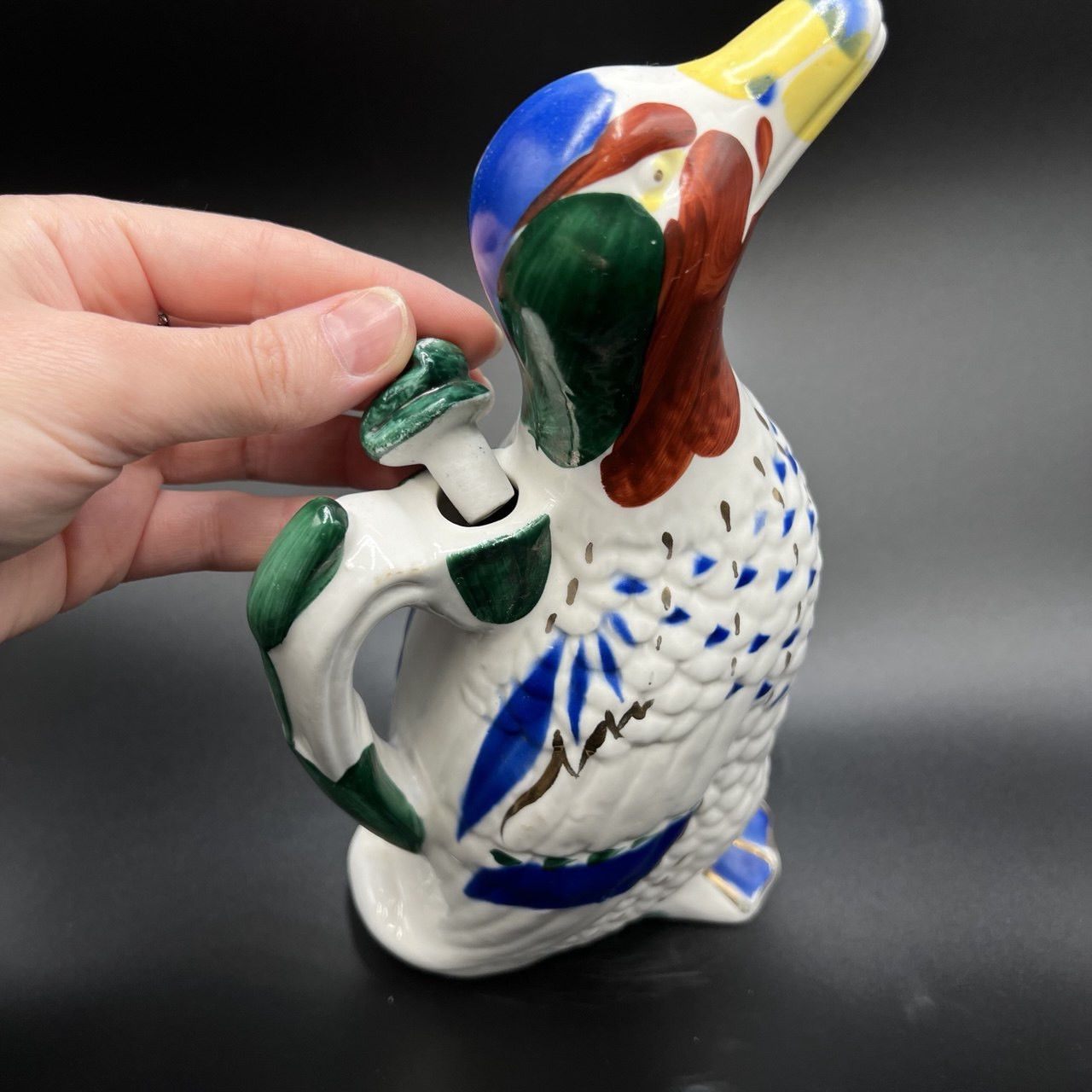 Vintage Vintage Porcelain Majolica Decanter Jug Figure Duck LFZ Size ONE SIZE - 7 Thumbnail