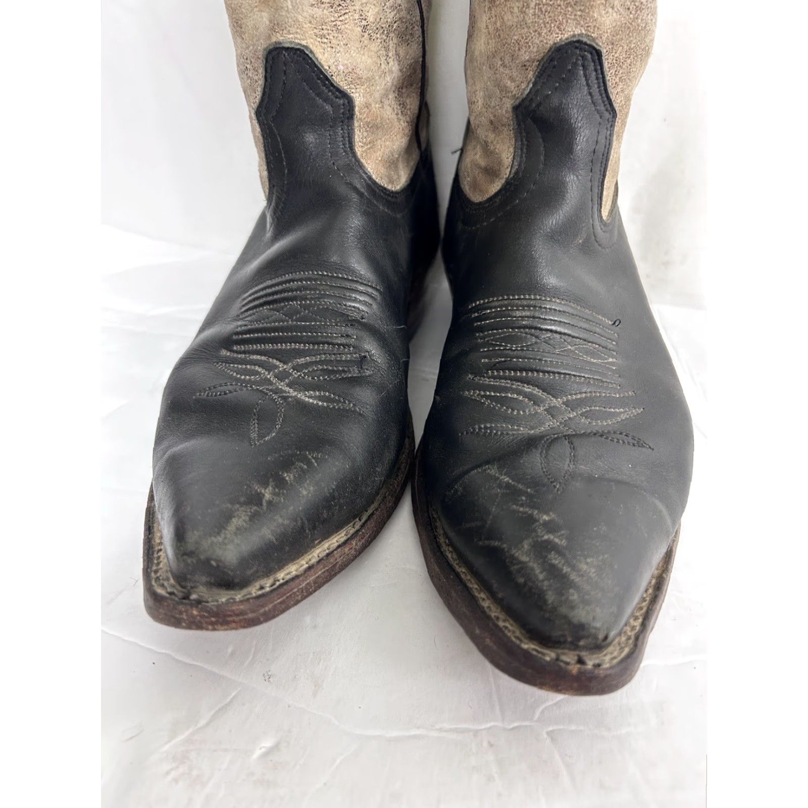 Vintage VINTAGE Boulet Womens Cowboy Boots Black and Gold 10 Shimmery Pointed Toe Pull On Western Cowboy Womens Boots Size US 10 / IT 40 - 7 Thumbnail