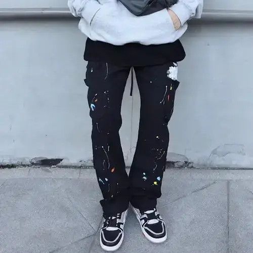 Japanese Brand Paint Splatter Detail Cargo Pocket Draw String Pants Size US 30 / EU 46 - 3 Thumbnail