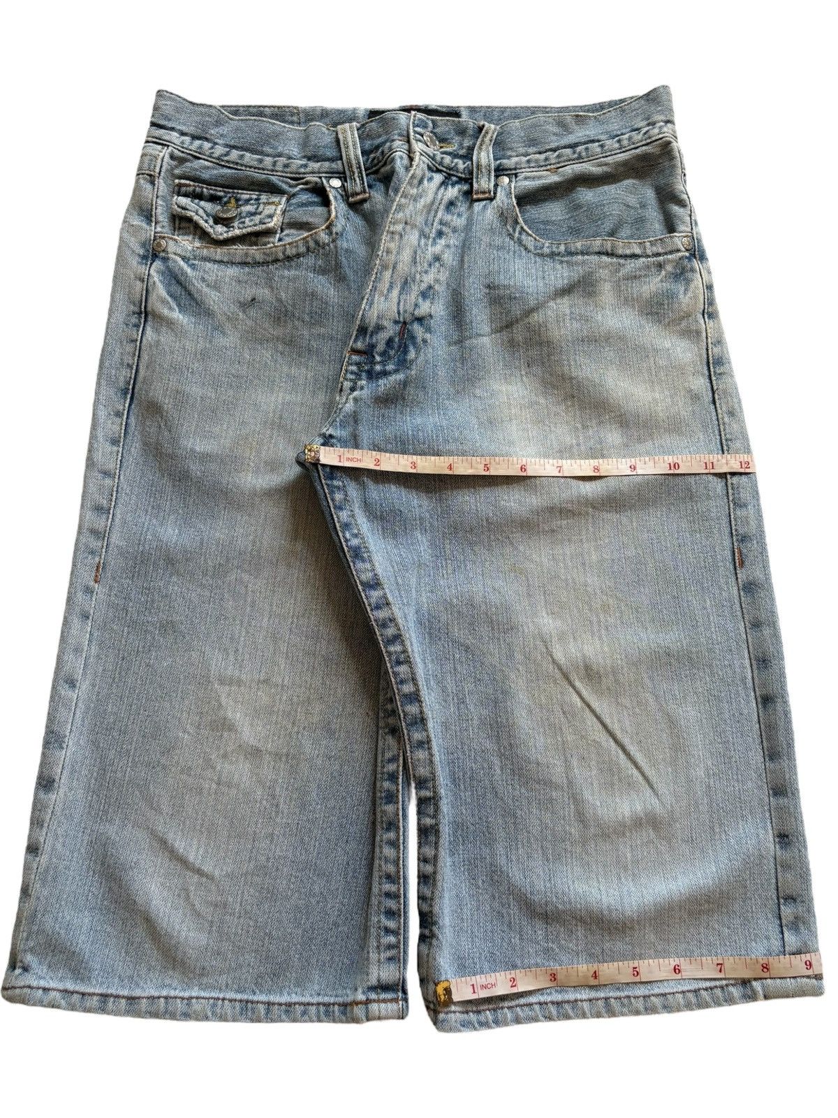 Dogtown × JNCO × Japanese Brand Vintage Zippo Mud Wash Distressed Ripped Baggy Jean Shorts Size US 31 - 16 Thumbnail