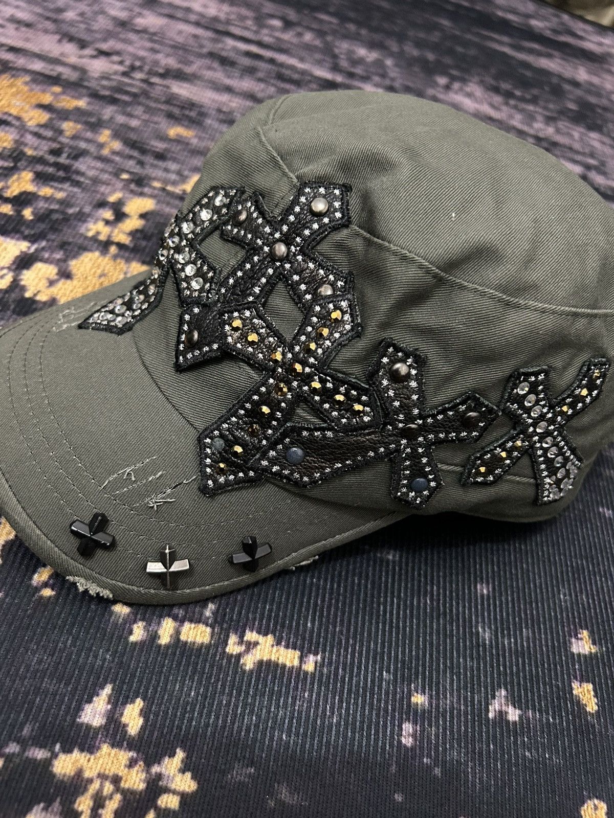 Japanese Brand Dream Control Cross Swarovski Patrol Caps Size ONE SIZE - 2 Thumbnail