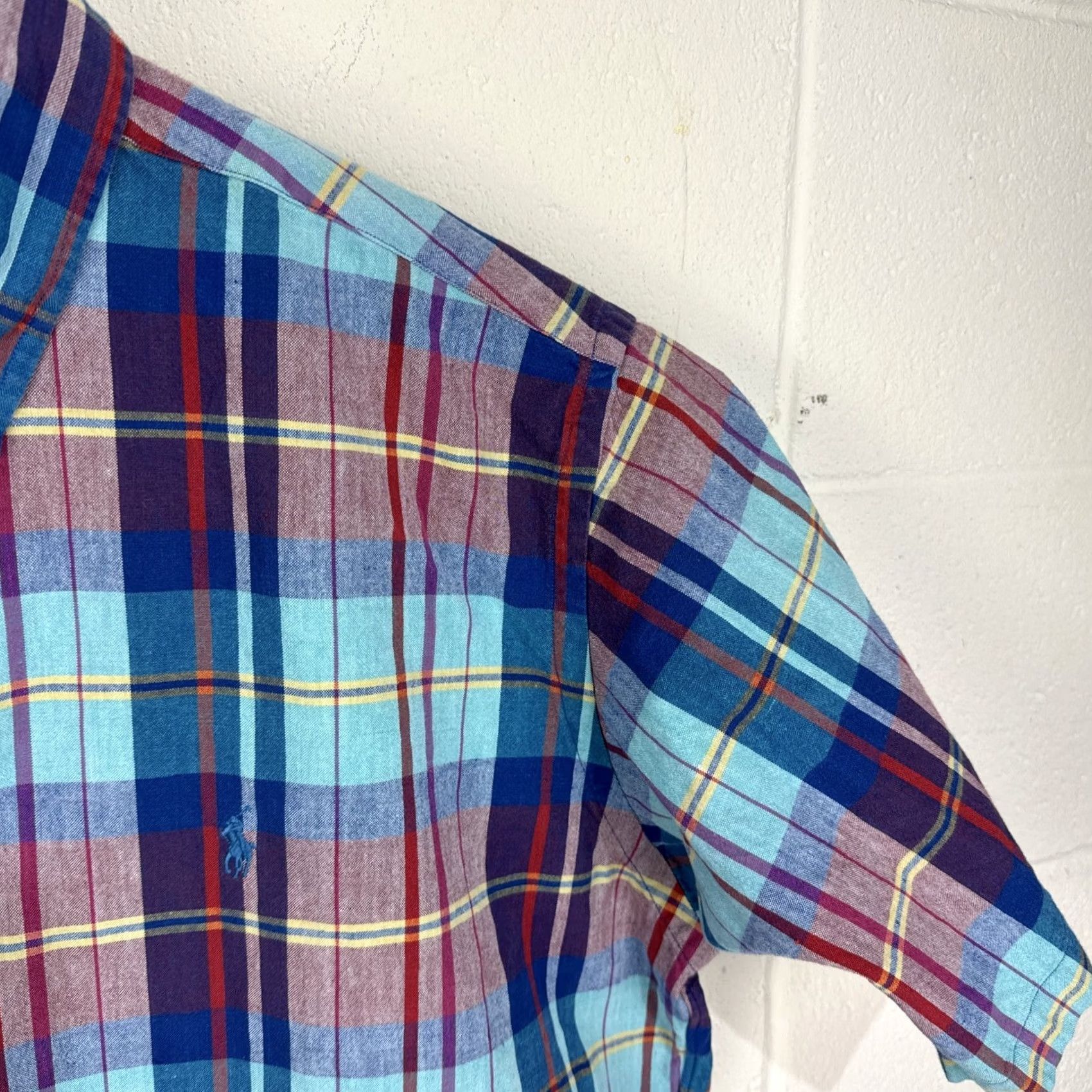 Ralph Lauren Ralph Lauren Shirt Mens L BLAIRE SHORT SLEEVE BUTTON DOWN MADRAS PLAID COTTON Size US L / EU 52-54 / 3 - 6 Thumbnail