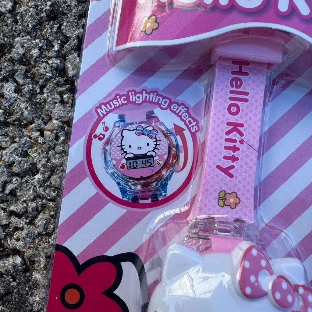 The Unbranded Brand Hello Kitty Pink & White Watch with Lights and Music Size ONE SIZE - 3 Thumbnail