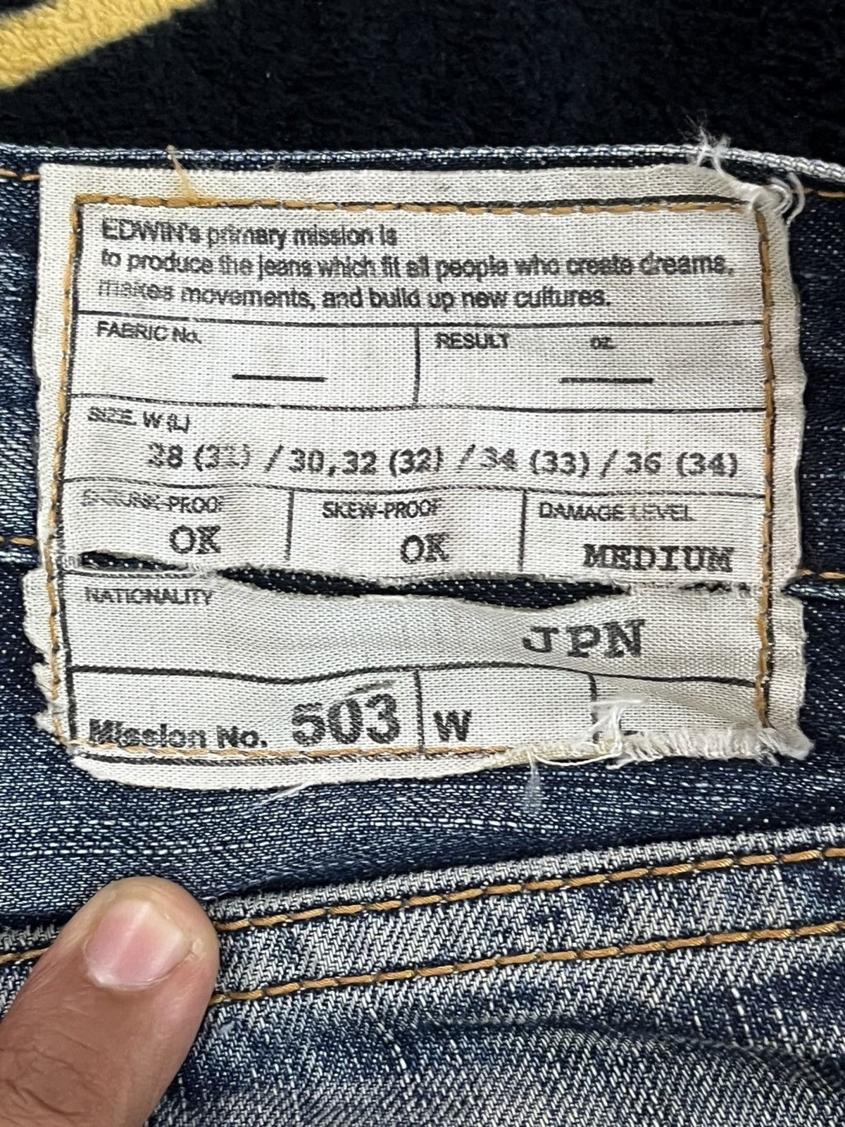 Edwin × Japanese Brand × Le Grande Bleu (L.G.B.) Vintage Edwin 503 Grunge Faded Denim Size US 32 / EU 48 - 11 Thumbnail