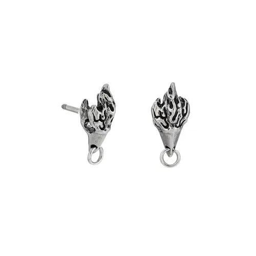 Jewelry Silver Flame Stud Earrings, Men's Gothic Accessories Size ONE SIZE - 8 Thumbnail