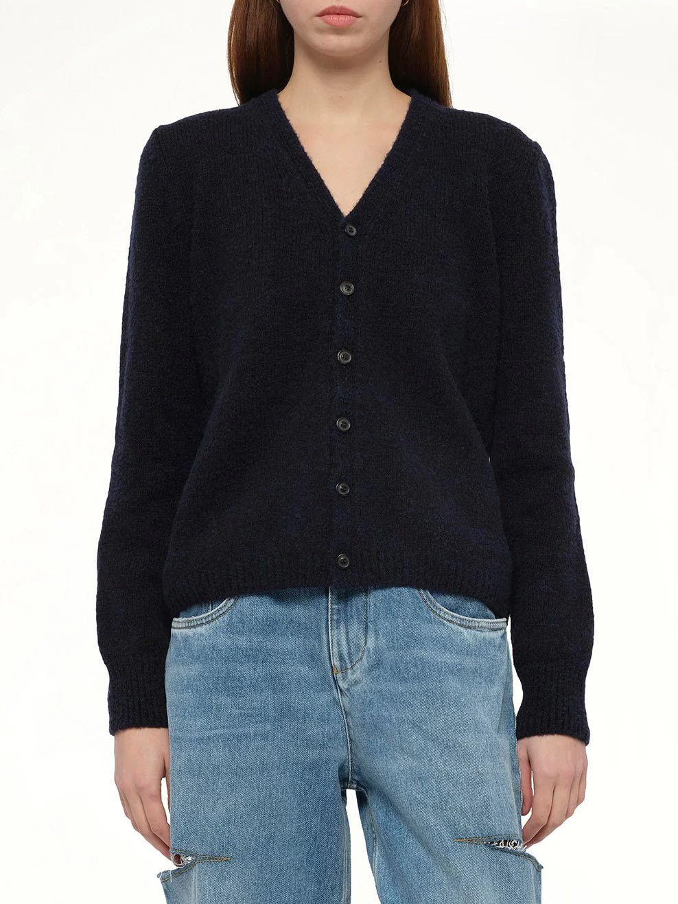 Maison Margiela o1w1db10526 Wool Cardigan in Navy Blue Size S / US 4 / IT 40 - 6 Thumbnail