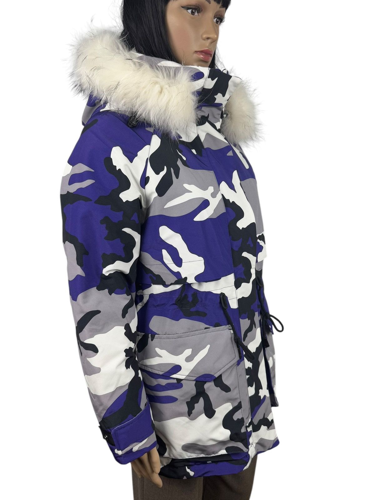 Designer Bosideng Camouflage Extreme Cold Down Parka Fur Trim Hooded Size S / US 4 / IT 40 - 3 Thumbnail