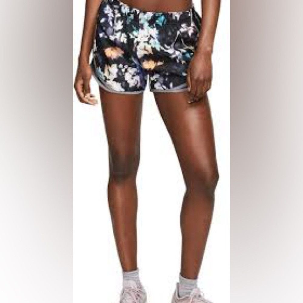 Designer RBX Athletic Workout Lined Floral Shorts Green Blue Large Size 27" / US 4 / IT 40 - 1 Thumbnail