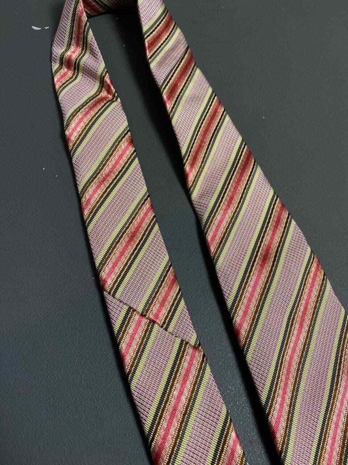 Pal Zileri NWT Pal Zileri Unico Cravate Striped Silk Tie in Pink Size ONE SIZE - 5 Thumbnail