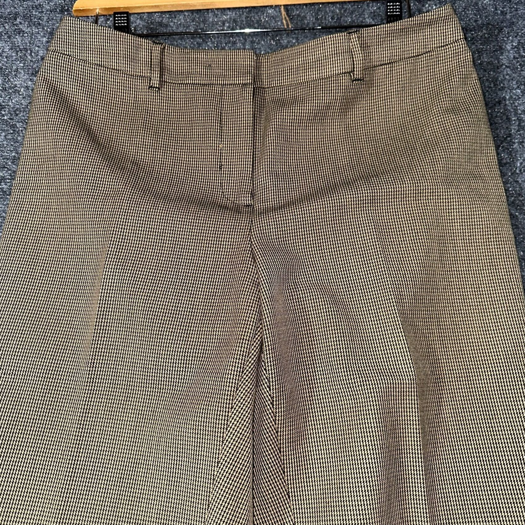 Vintage Chicos Pants Womens 8 Tan Black Trousers Herringbone Flat Front Straight Leg Dress Pants Size 30" / US 8 / IT 44 - 3 Thumbnail