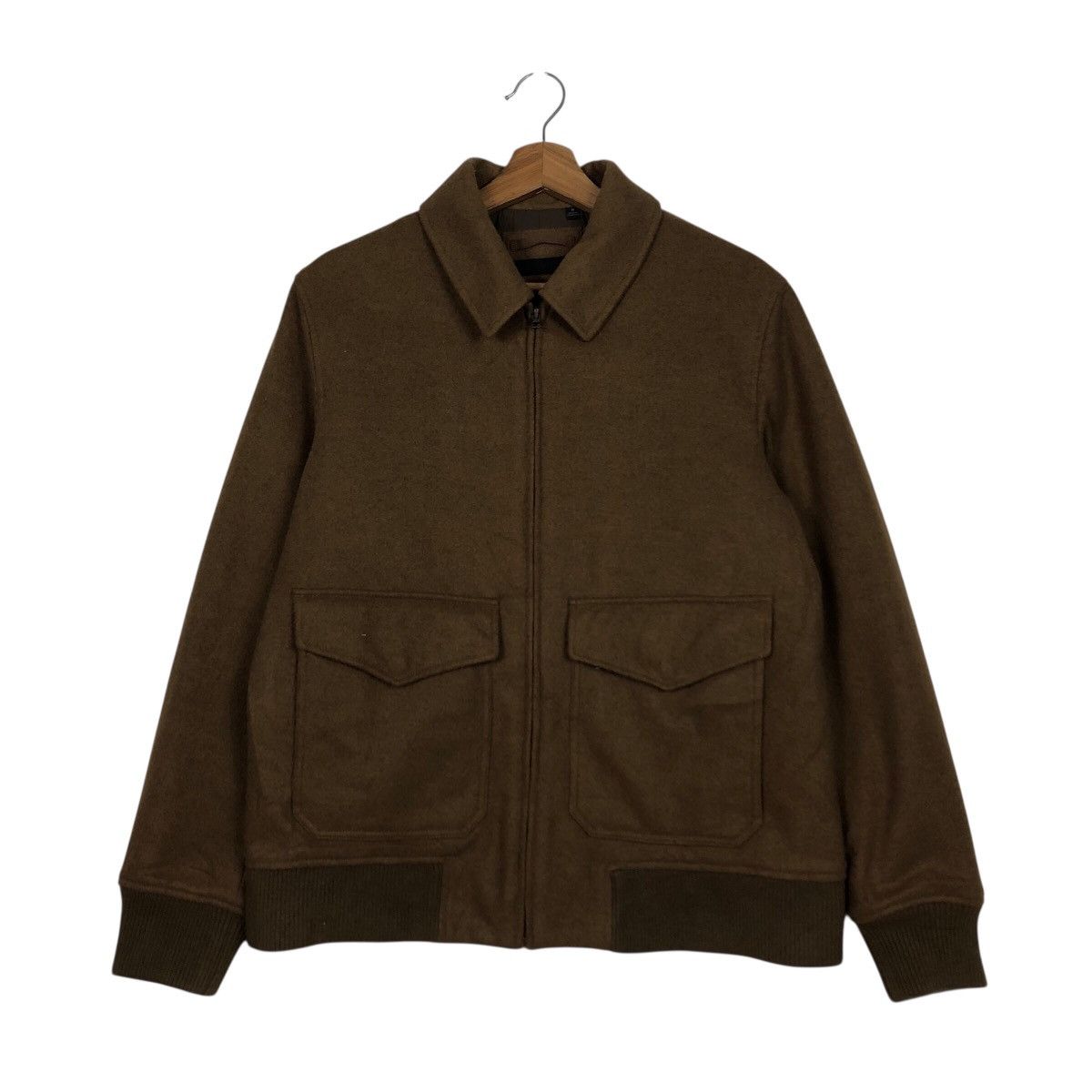 Japanese Brand 📌Rich Brown Vintage Wool Bomber Jacket Uniqlo Issey Miyake Size US M / EU 48-50 / 2 - 2 Thumbnail