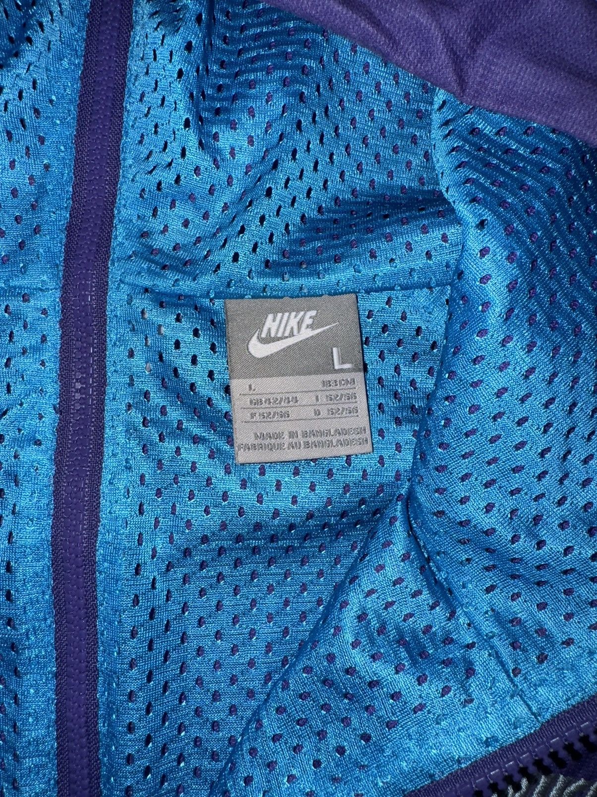 Nike × Vintage Vintage Unzippable Purple Nike Hooded Bomber Jacket Size US L / EU 52-54 / 3 - 3 Thumbnail