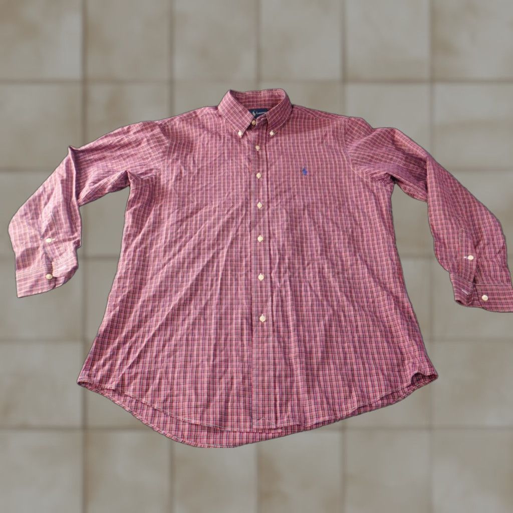 Ralph Lauren Ralph Lauren Mens Shirt Long Sleeve Red Plaid Button Up Custom Fit Pony Logo Size US L / EU 52-54 / 3 - 1 Thumbnail