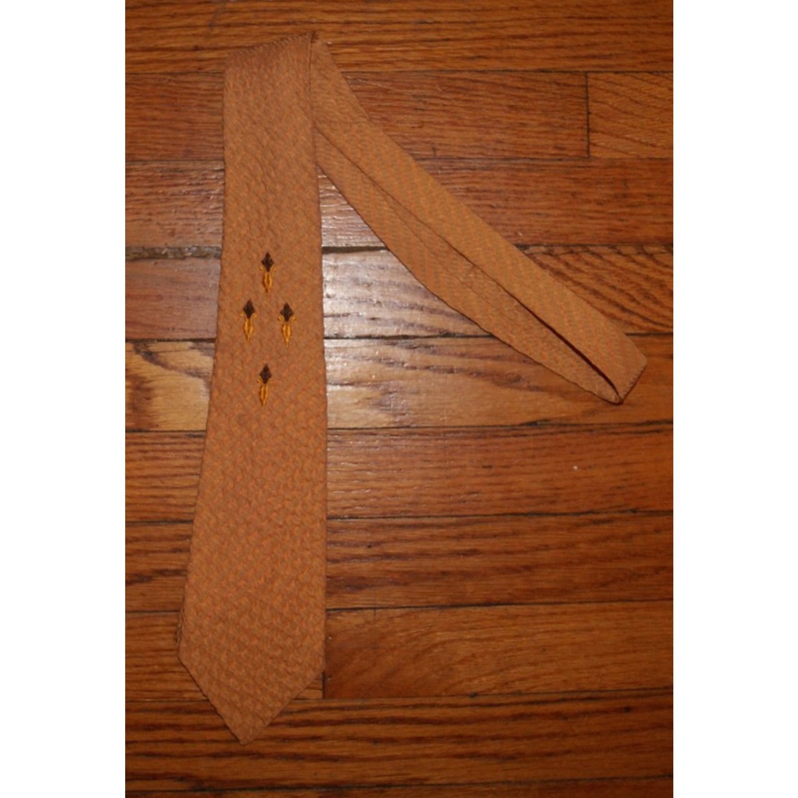 Haband VTG 50s 60s Orange Brown Geometric Tie Haband Paterson, NJ Size ONE SIZE - 1 Thumbnail