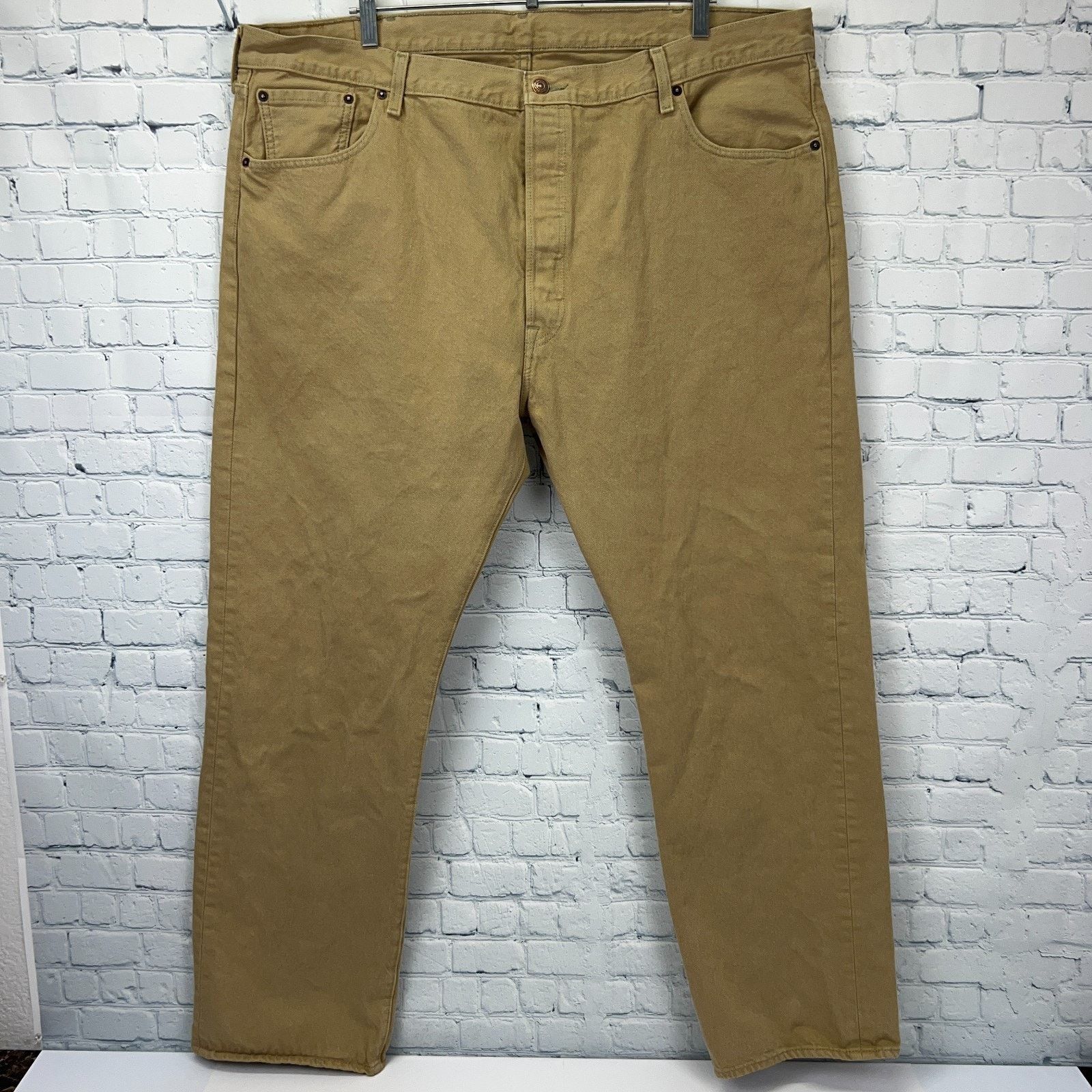 Levi's Levis 501 Button Fly Jeans Straight Fit 5 Pockets Tan 44x32 Size US 44 / EU 60 - 2 Thumbnail