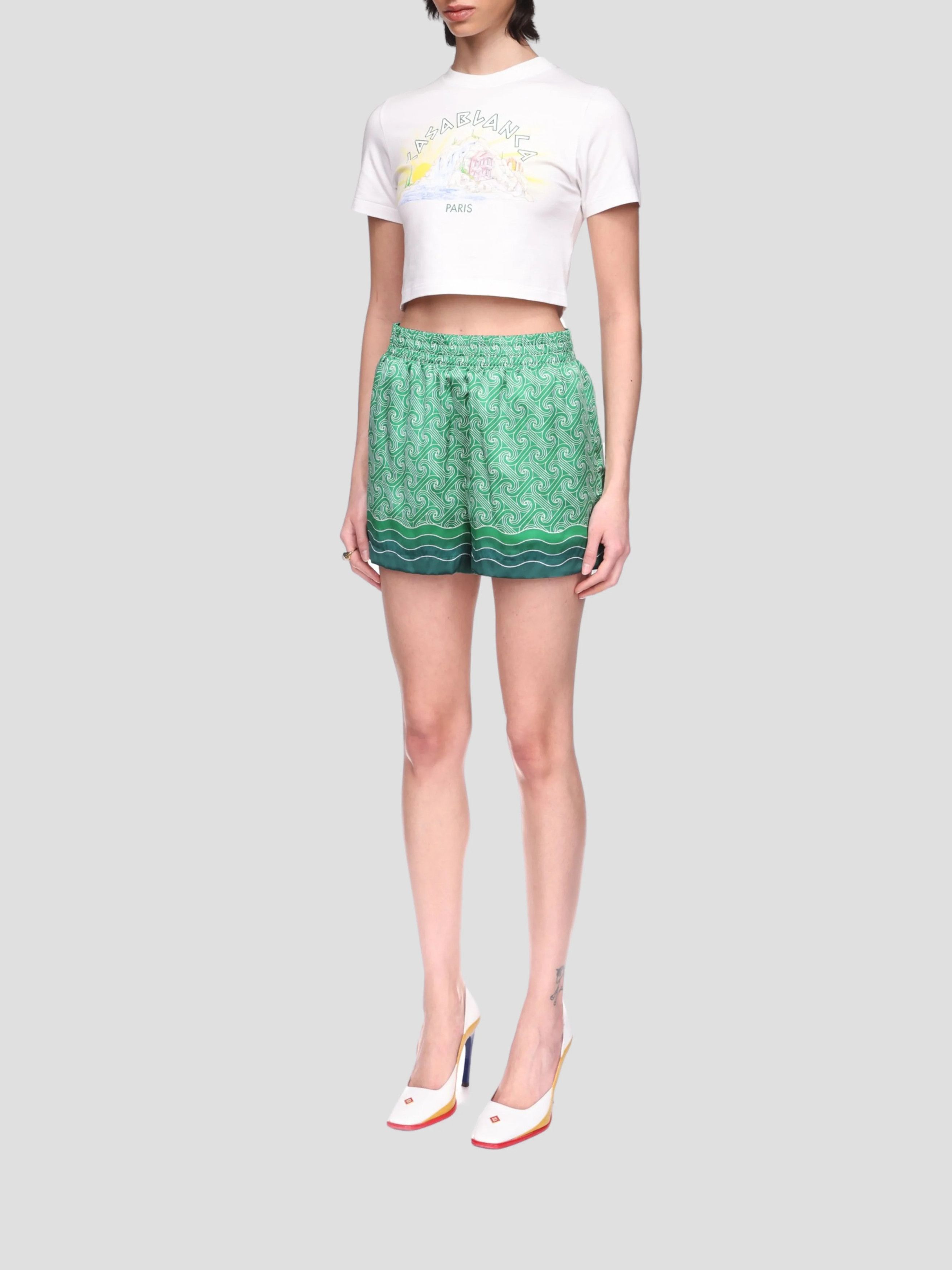Casablanca o1mle0326 Drawstring Shorts Column in Monogram Green Size US 38 / EU 54 - 4 Thumbnail