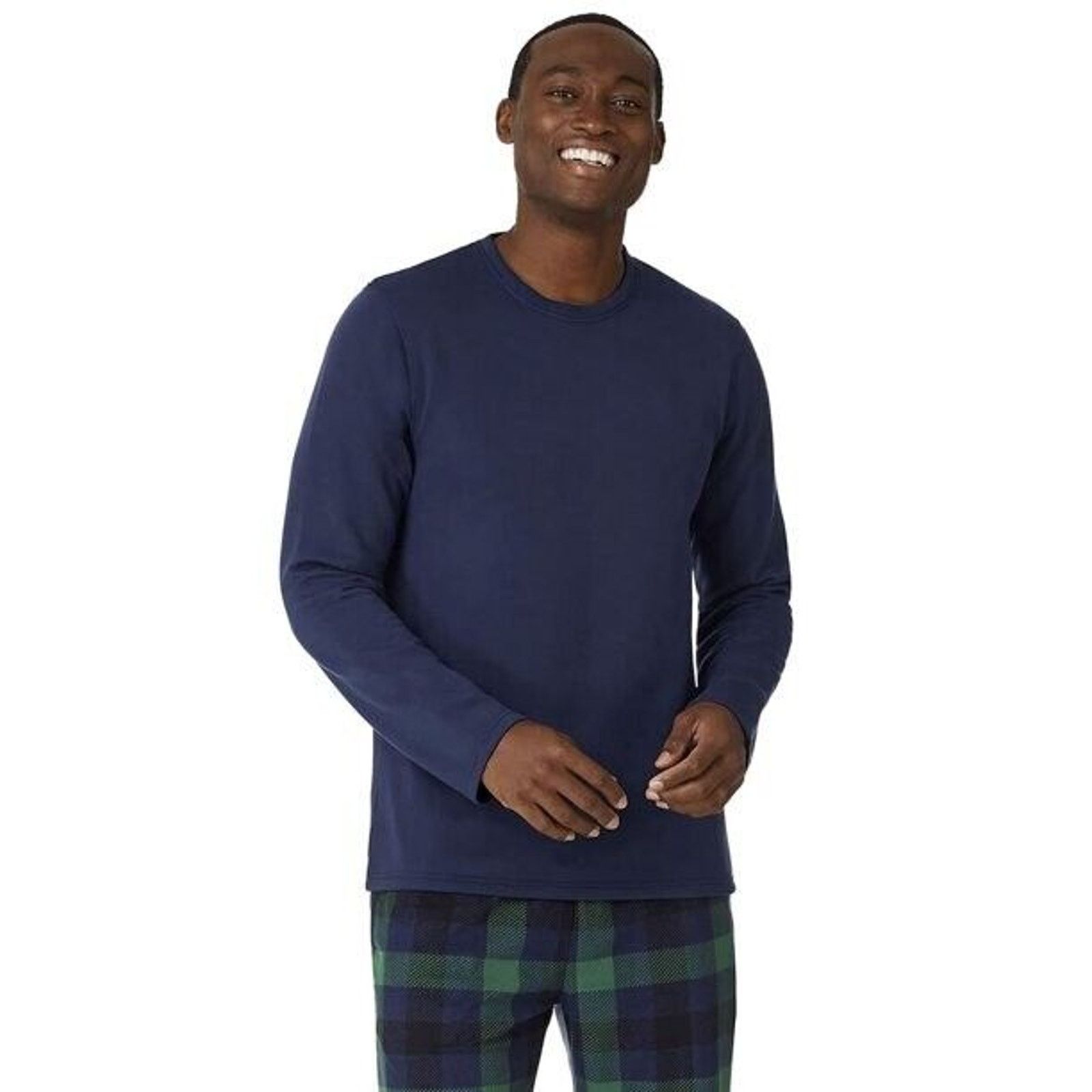 The Unbranded Brand Cuddl Duds Men's Navy/Green Checkered Pajamas Set Size M Size ONE SIZE - 2 Thumbnail