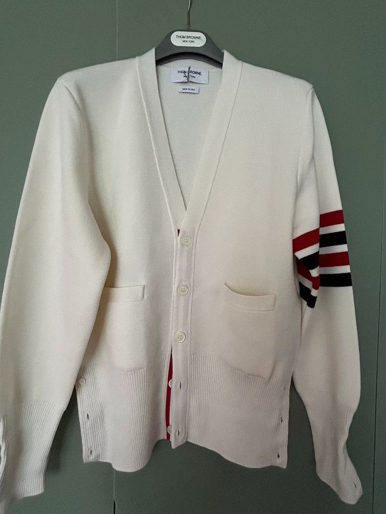 Thom Browne THOM BROWNE Four-Stripe Wool Cardigan - dmc Size US M / EU 48-50 / 2 - 1 Thumbnail