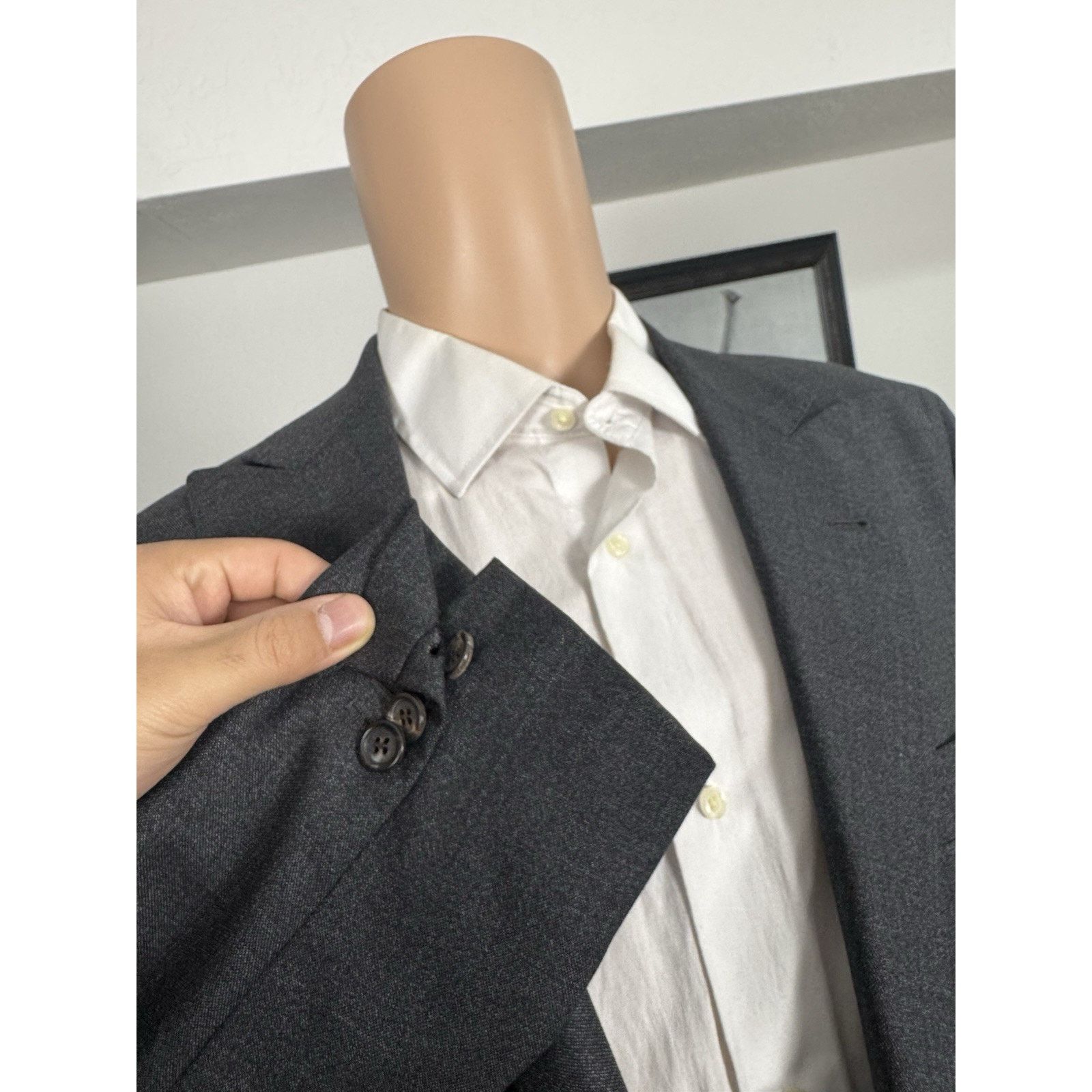 Brunello Cucinelli Brunello Cucinelli Charcoal Wool Peak Lapel Blazer 46/36 Size 36R - 12 Thumbnail