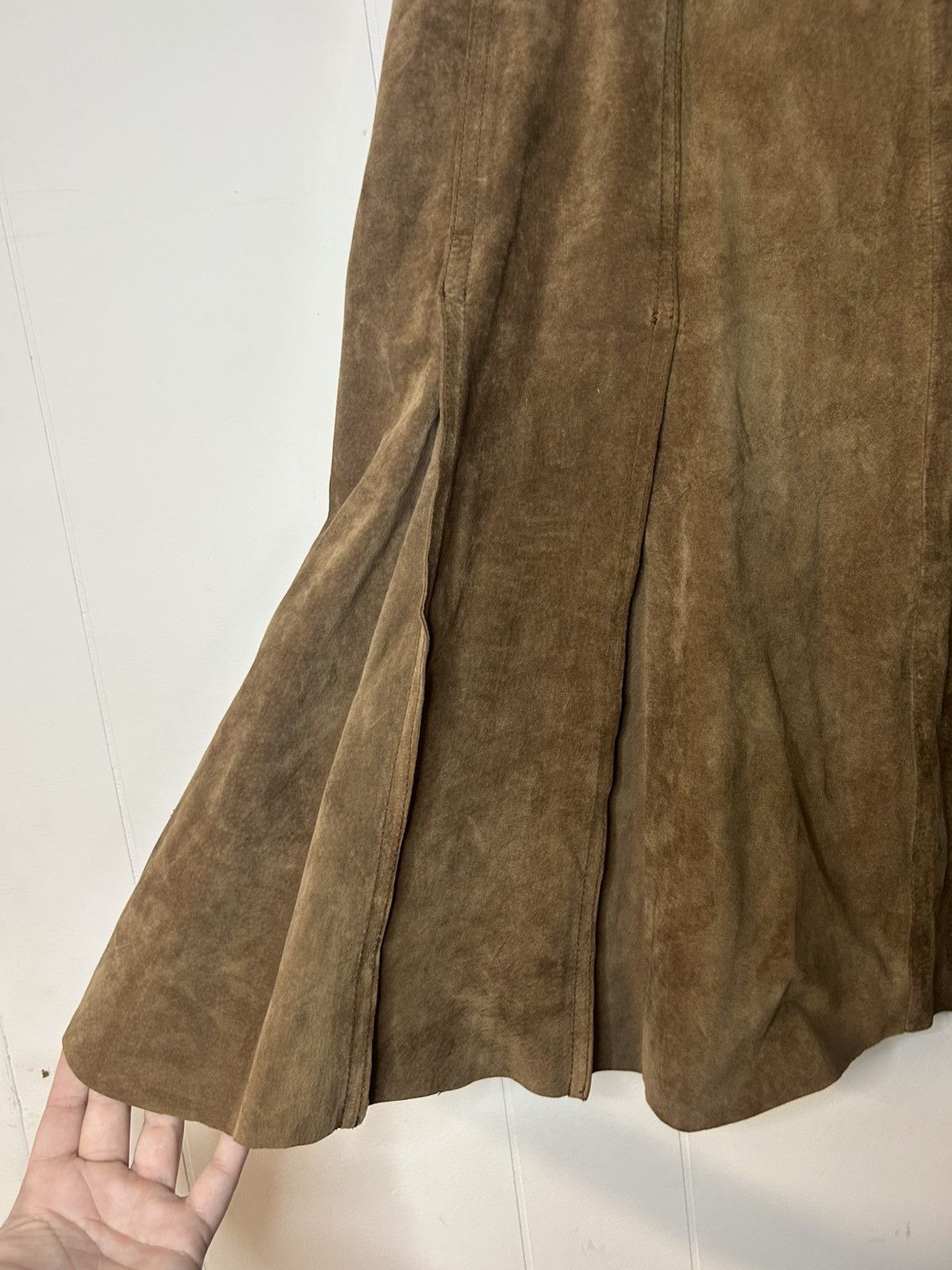I.N.C INC Knee Length 100% Leather Suede Skirt 14P Size 35" - 2 Thumbnail