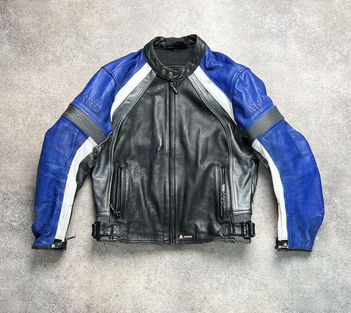 image of Akito Vintage Racing Leather Jacket, Men's (Size Small)