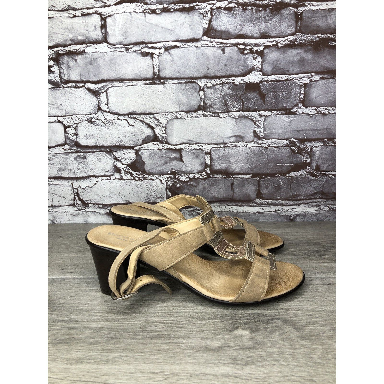 Other Mercante Di Fiori Tan Leather Ankle Strap Heel Sandals Women Size US 7.5 / IT 37.5 - 10 Thumbnail
