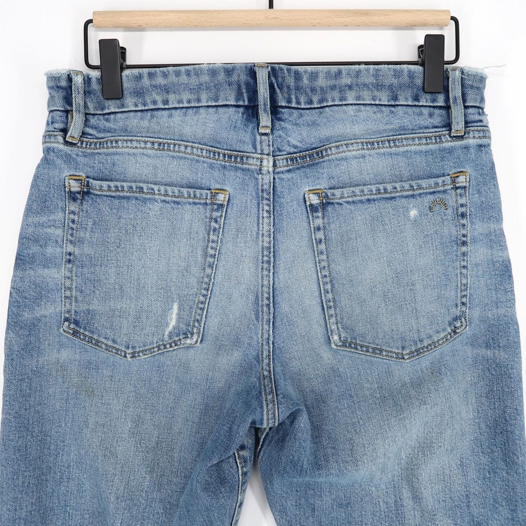 Vintage Porter Blue Jeans Womens 28 Straight Distressed Stretch Ankle Fray Blue Denim Cotton Blend Size 28" / US 6 / IT 42 - 7 Thumbnail
