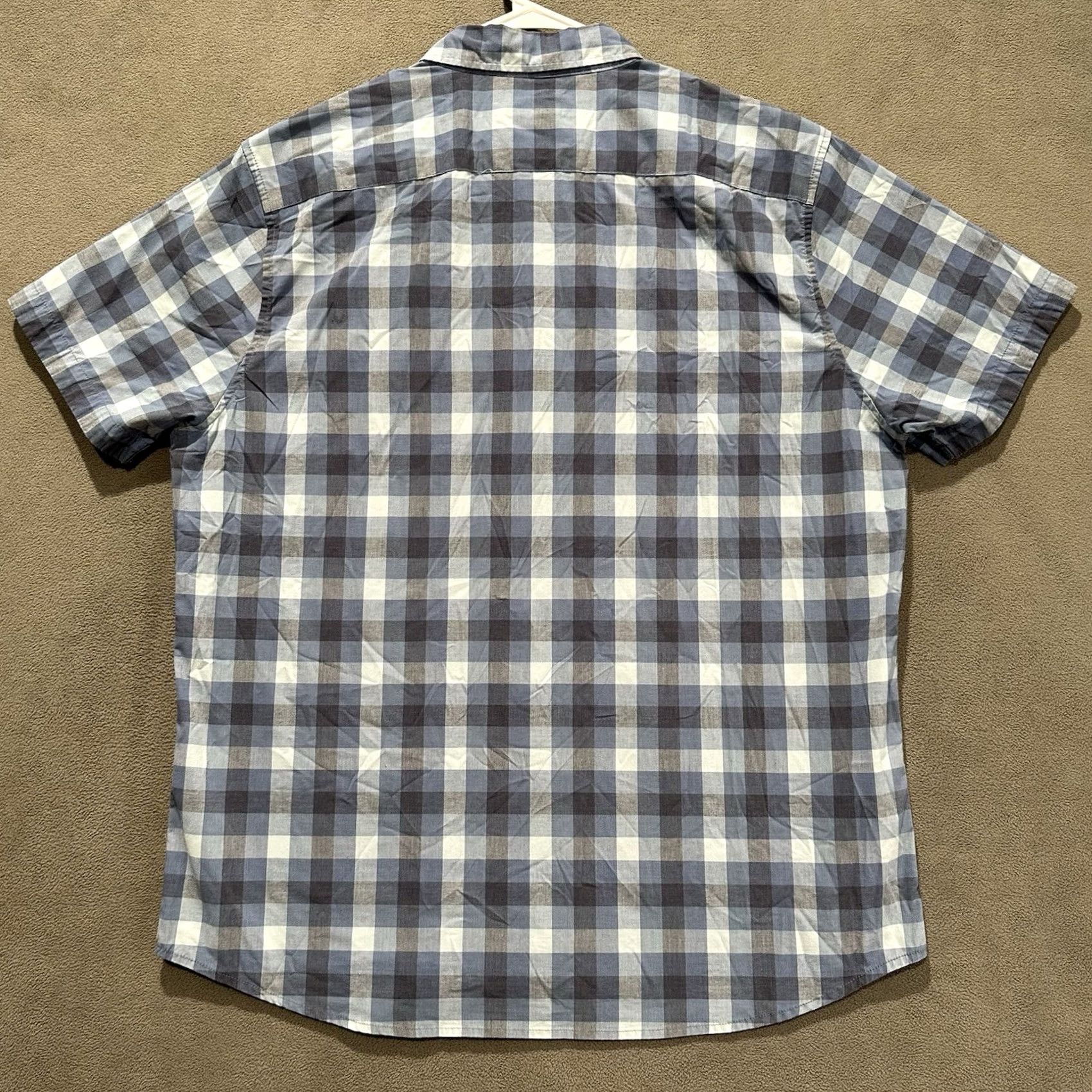 Lee Lee Shirt Mens XL Blue Check Short Sleeve Button Down Stretch Regular Fit EUC Size US XL / EU 56 / 4 - 2 Thumbnail