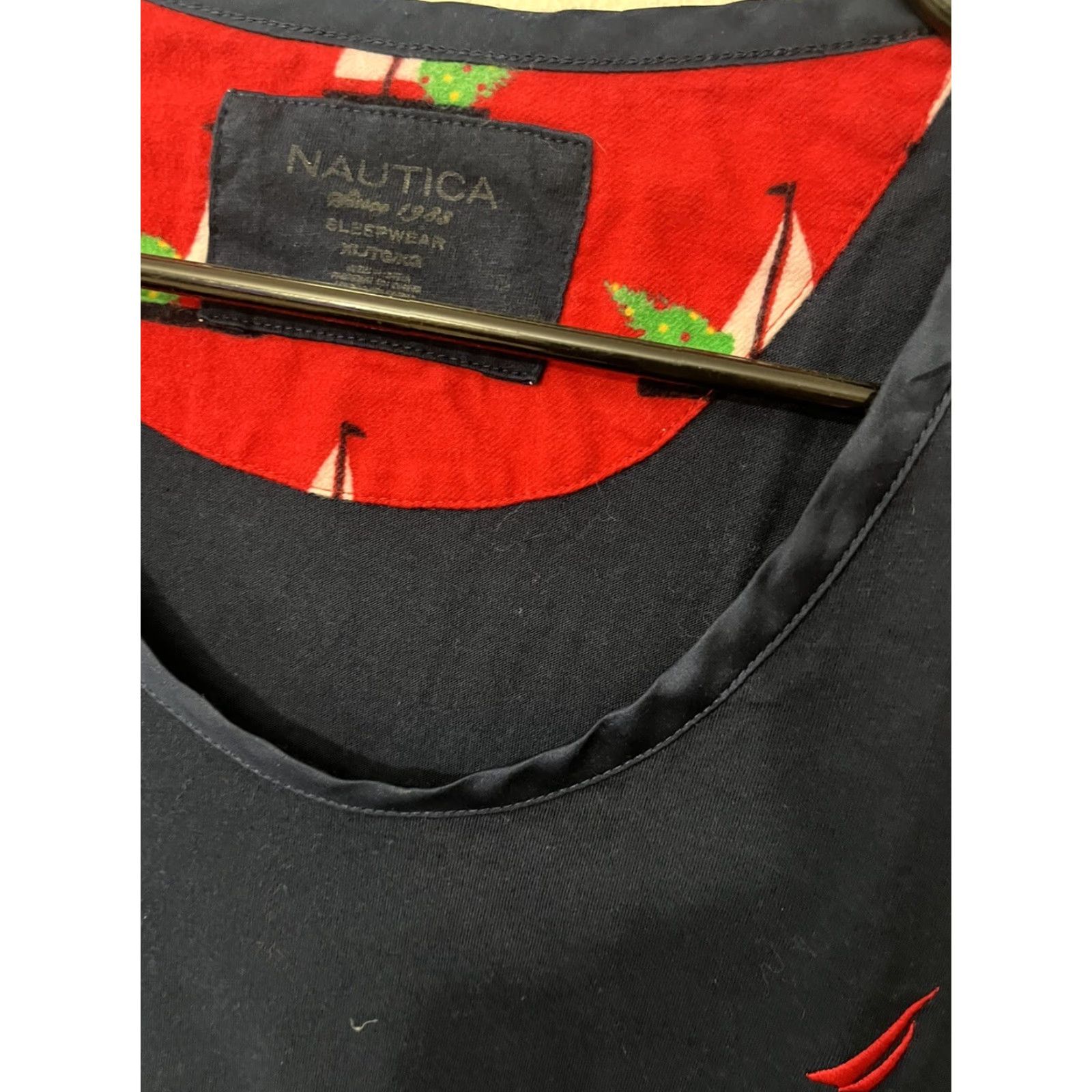 Nautica Nautica Shirt Womens XL Long Sleeve Navy Blue Crew Neck Sleepwear Shirt Casual Everyday Breathable Cotton 100% Womens XL Navy Blue Nautical Classic Size XL / US 12-14 / IT 48-50 - 3 Thumbnail