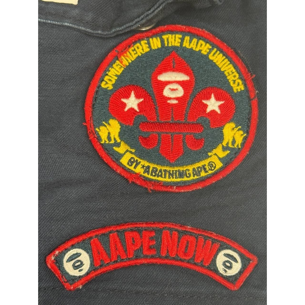 Vintage AAPE by A Bathing Ape Navy Cargo Shorts Patches Logo Size US 33 - 4 Thumbnail