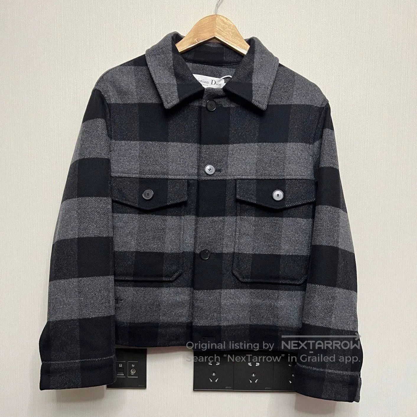 Dior Dior Wool Black Gray Plaid Coat. Size US M / EU 48-50 / 2 - 1 Thumbnail