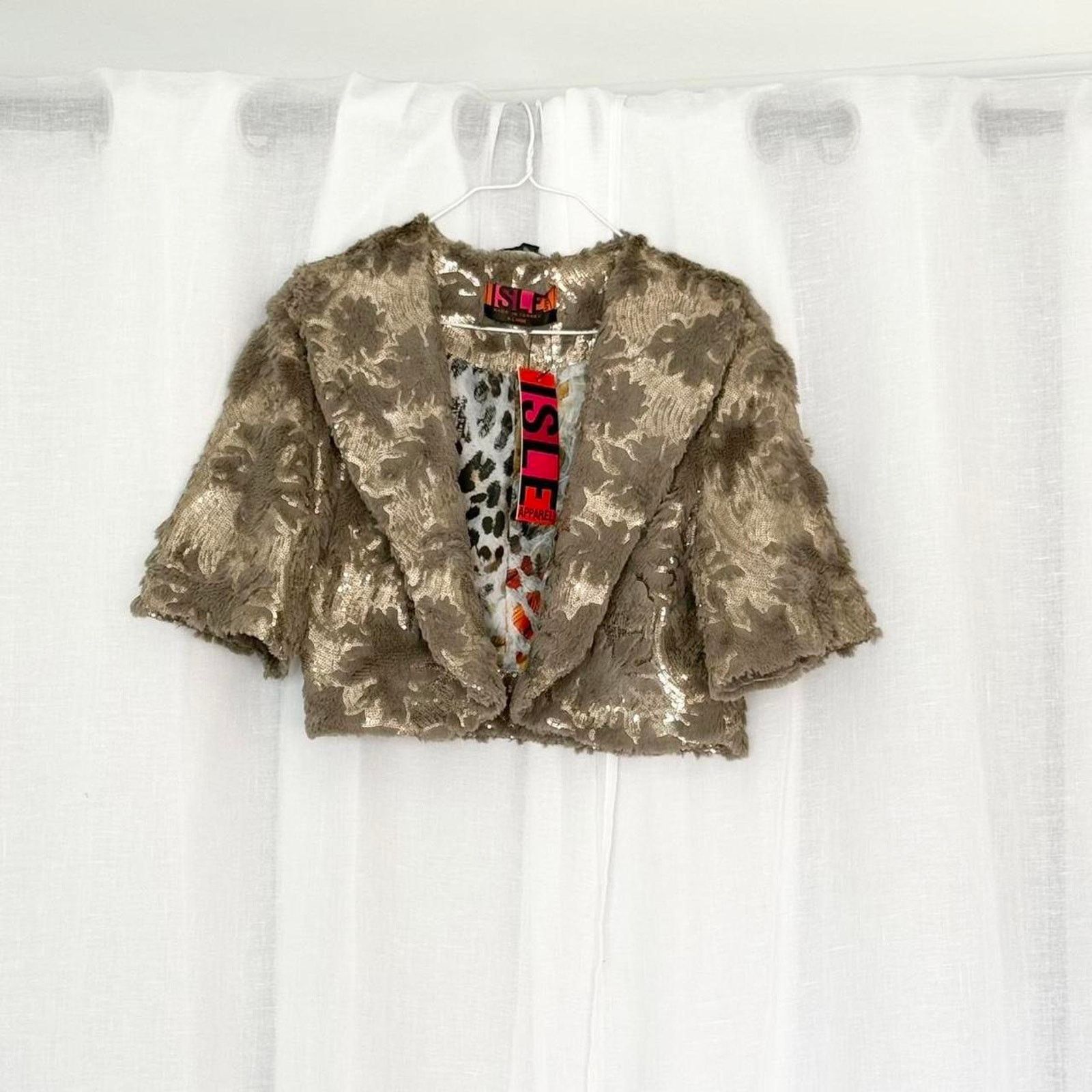 Vintage indie sleaze sequin faux fur cropped jacket Size M / US 6-8 / IT 42-44 - 1 Thumbnail