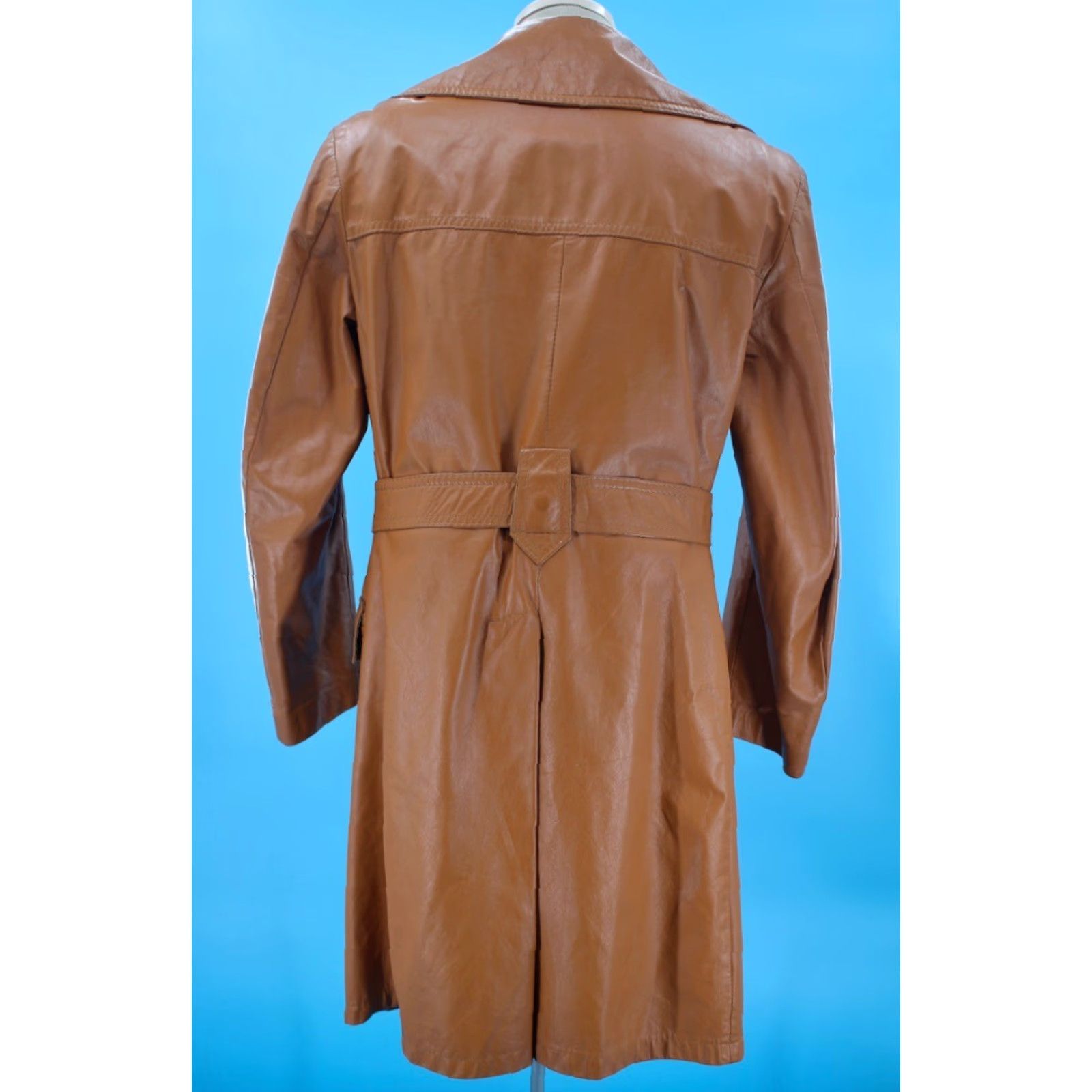 Vintage VINTAGE Mens 70s Brown Leather Trench Coat Sz 42 R 1970s Disco Kantex Leathers Coat Brown Leather 70s Disco Mens Size US XS / EU 42 / 0 - 4 Thumbnail