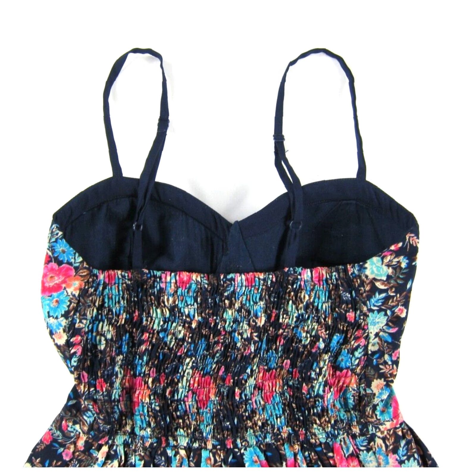 Vintage Band Of Gypsies Blue Pink Floral Sweetheart Spaghetti Strap Pocket Slip Dress XS Size XS / US 0-2 / IT 36-38 - 5 Thumbnail