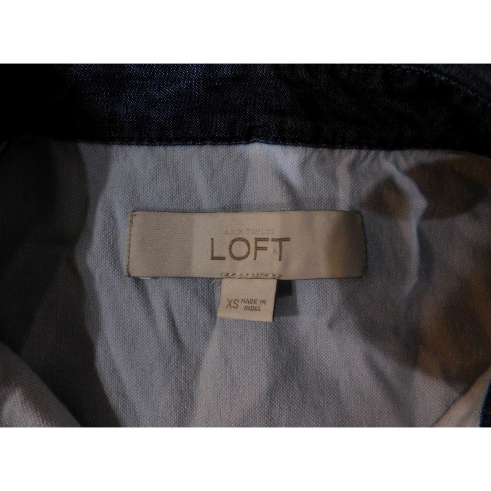 Loft VINTAGE LOFT Ann Taylor SHIRT Womens XS Light Blue Contrast Collar Button Down Cotton Size XS / US 0-2 / IT 36-38 - 6 Thumbnail