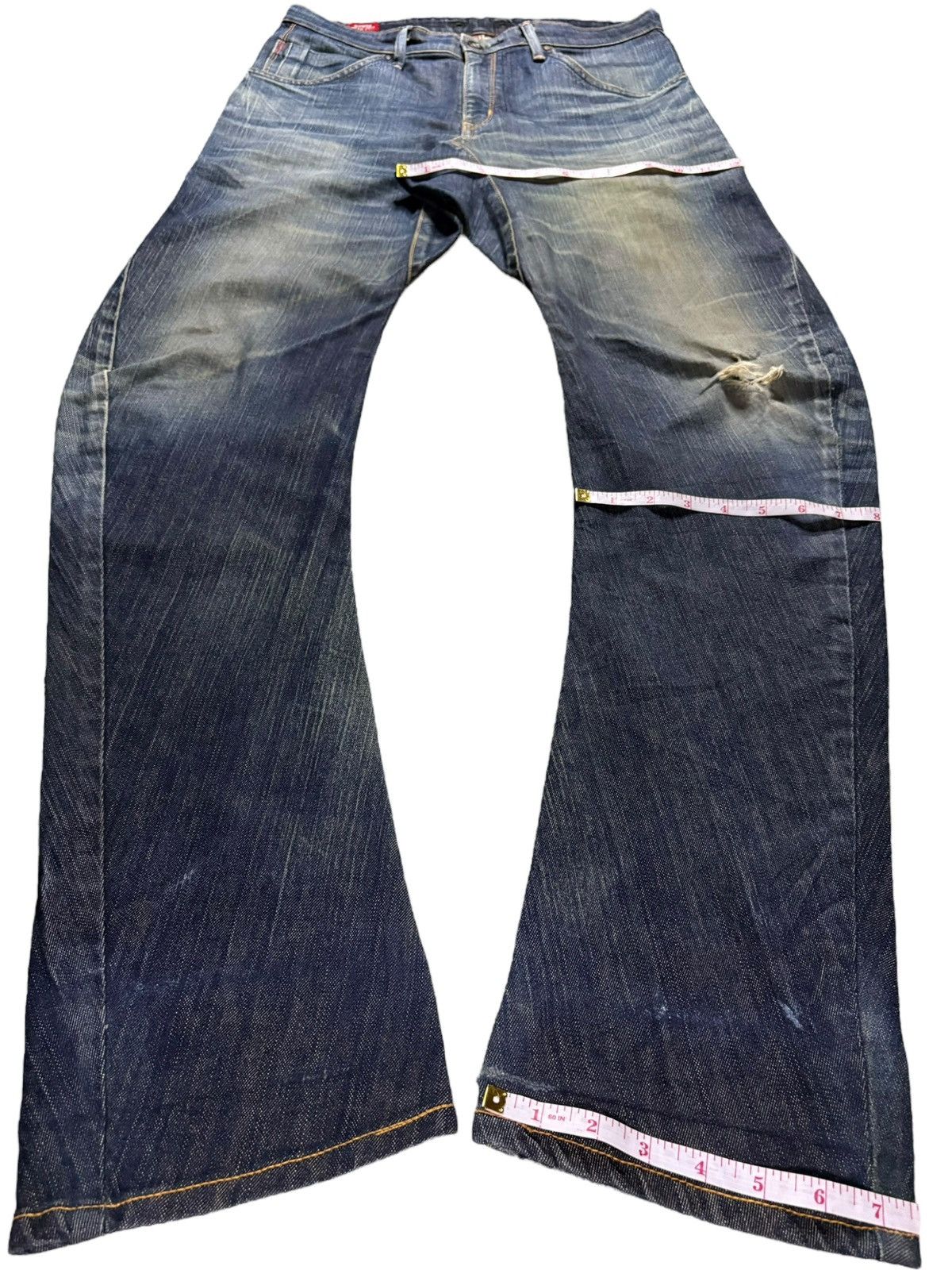 Edwin × Japanese Brand Vintage Edwin Blue Trip Rusty Mud Wash Distress Curve Jeans Size US 32 / EU 48 - 14 Thumbnail