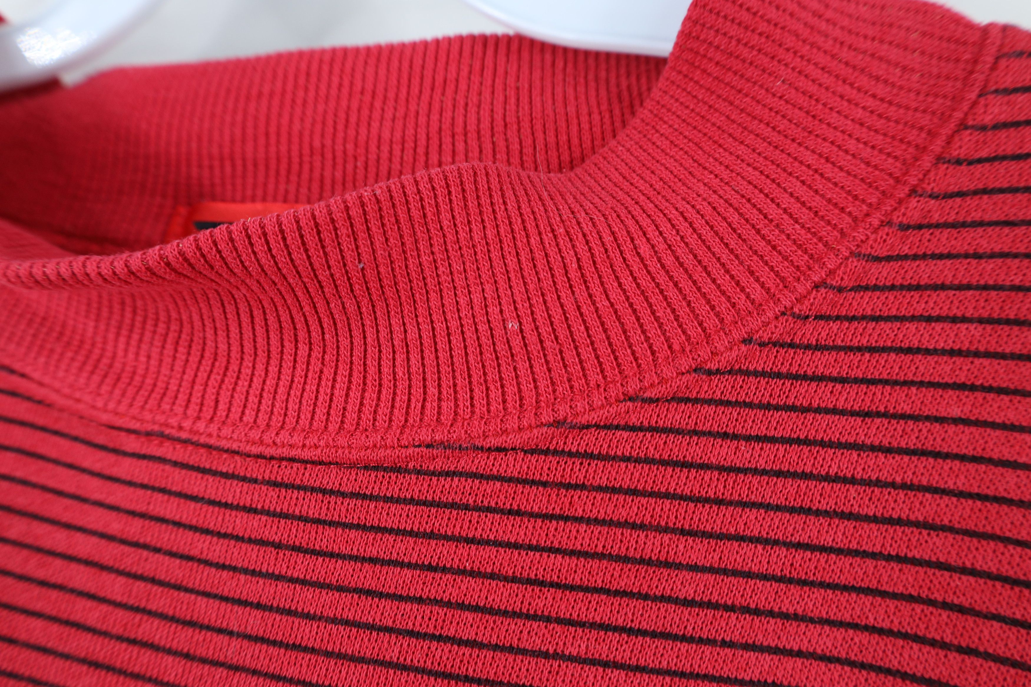 Vintage Vintage 90s IOU Striped Spell Out Mock Neck Sweatshirt Red Size US S / EU 44-46 / 1 - 5 Thumbnail