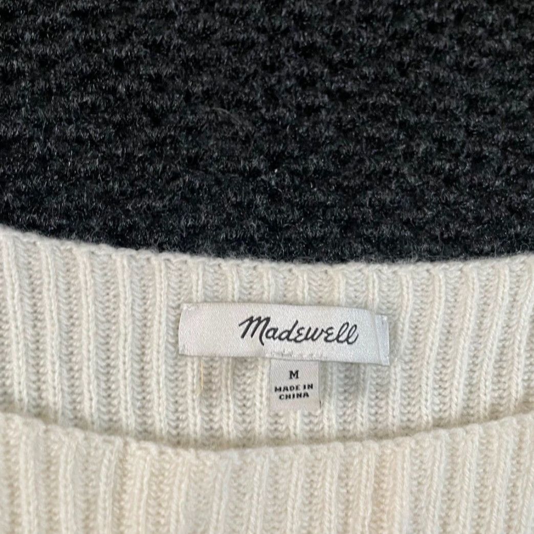 Madewell Madewell Cream Ribbed Knit Square Neckline Sweater Women M Size M / US 6-8 / IT 42-44 - 2 Thumbnail