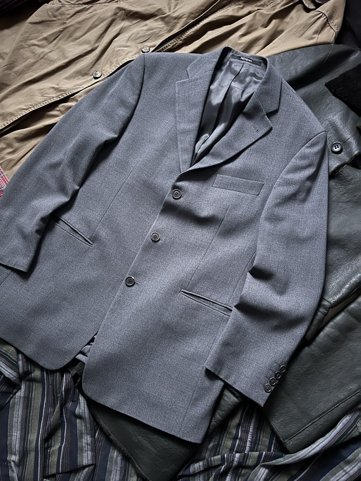 Yves Saint Laurent Yves Saint Laurent Grey Wool Blazer Jacket 52 Size 52S - 4 Thumbnail