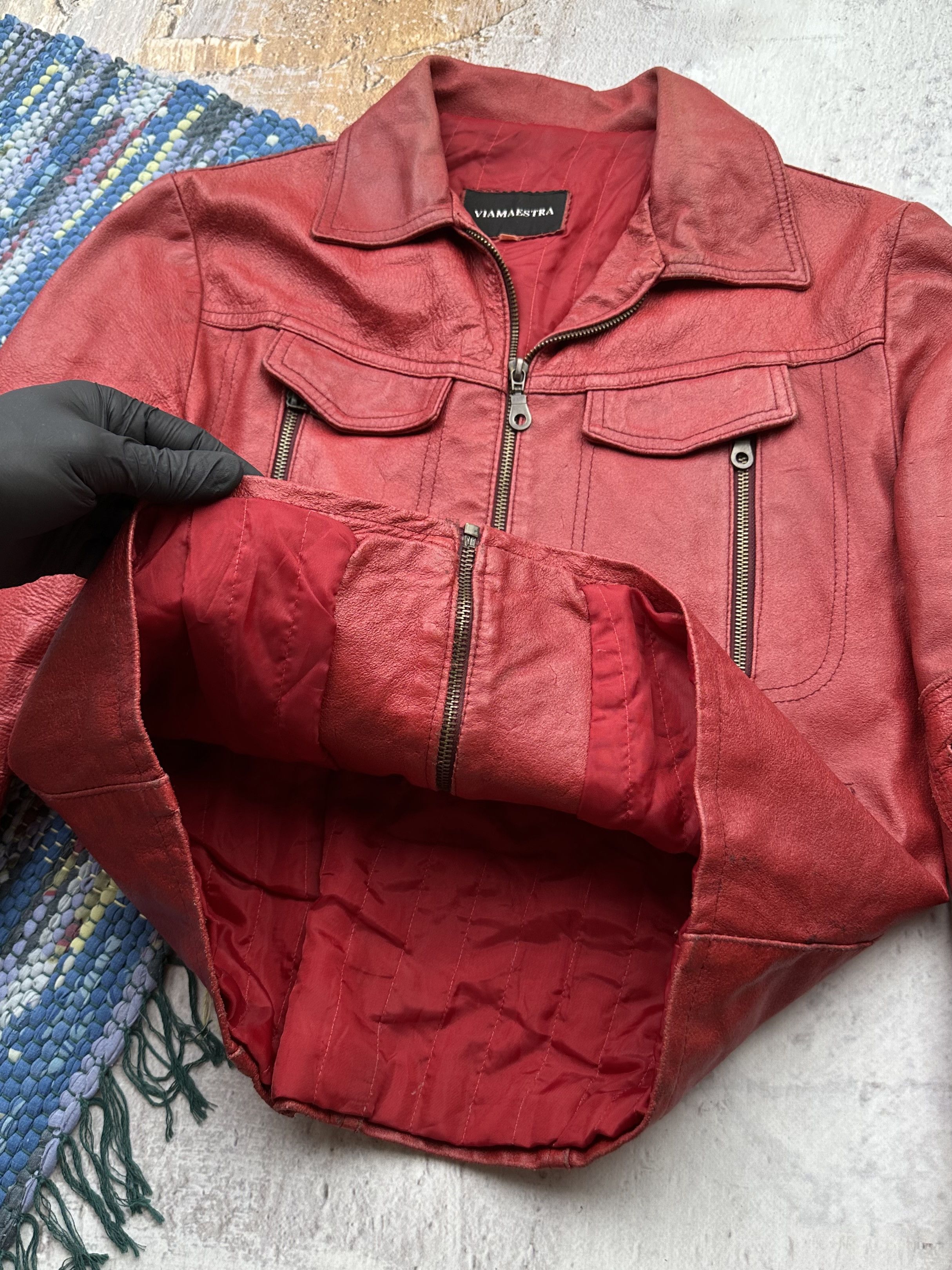 Japanese Brand Vintage Cropped Leather Jacket A511D15(438) Size M / US 6-8 / IT 42-44 - 4 Thumbnail