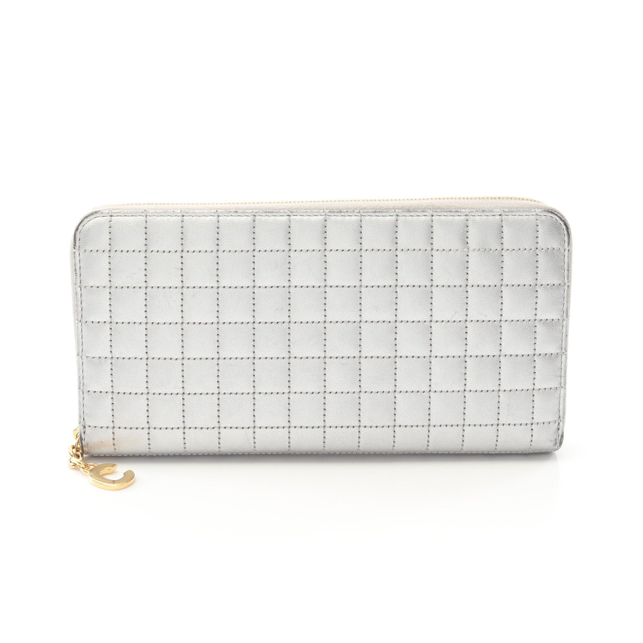 Celine Celine C-Charm Large Zipped Wallet Round Zipper Long Leather Silver Size ONE SIZE - 1 Thumbnail