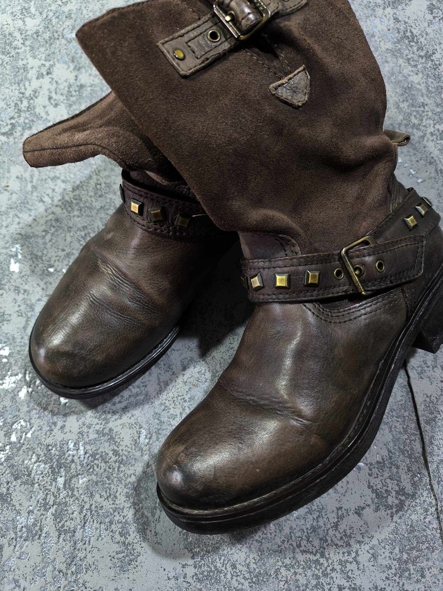 Hysteric Glamour vtg western studded belt strap brown real leather boots Size US 7 / IT 37 - 3 Thumbnail