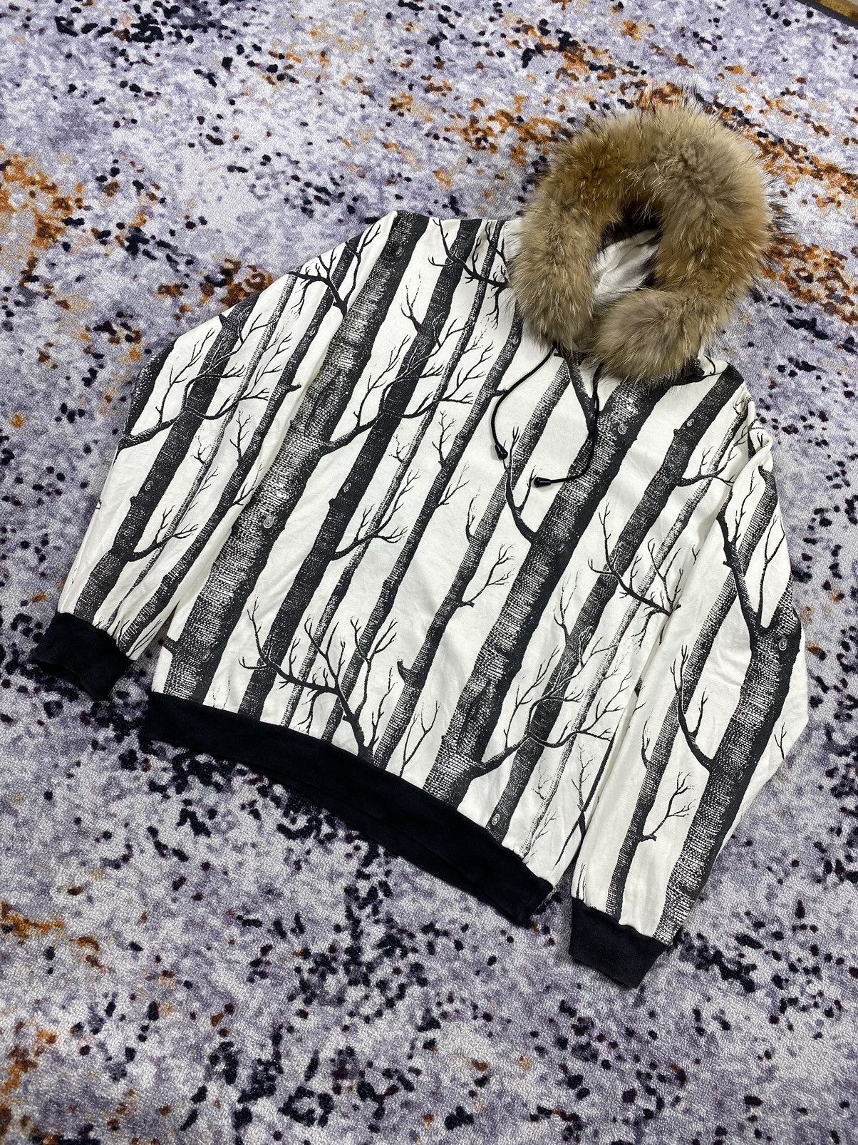 Japanese Brand VTG unknown fur hoodie all over print ifsixwasnine lgb style Size US M / EU 48-50 / 2 - 2 Thumbnail
