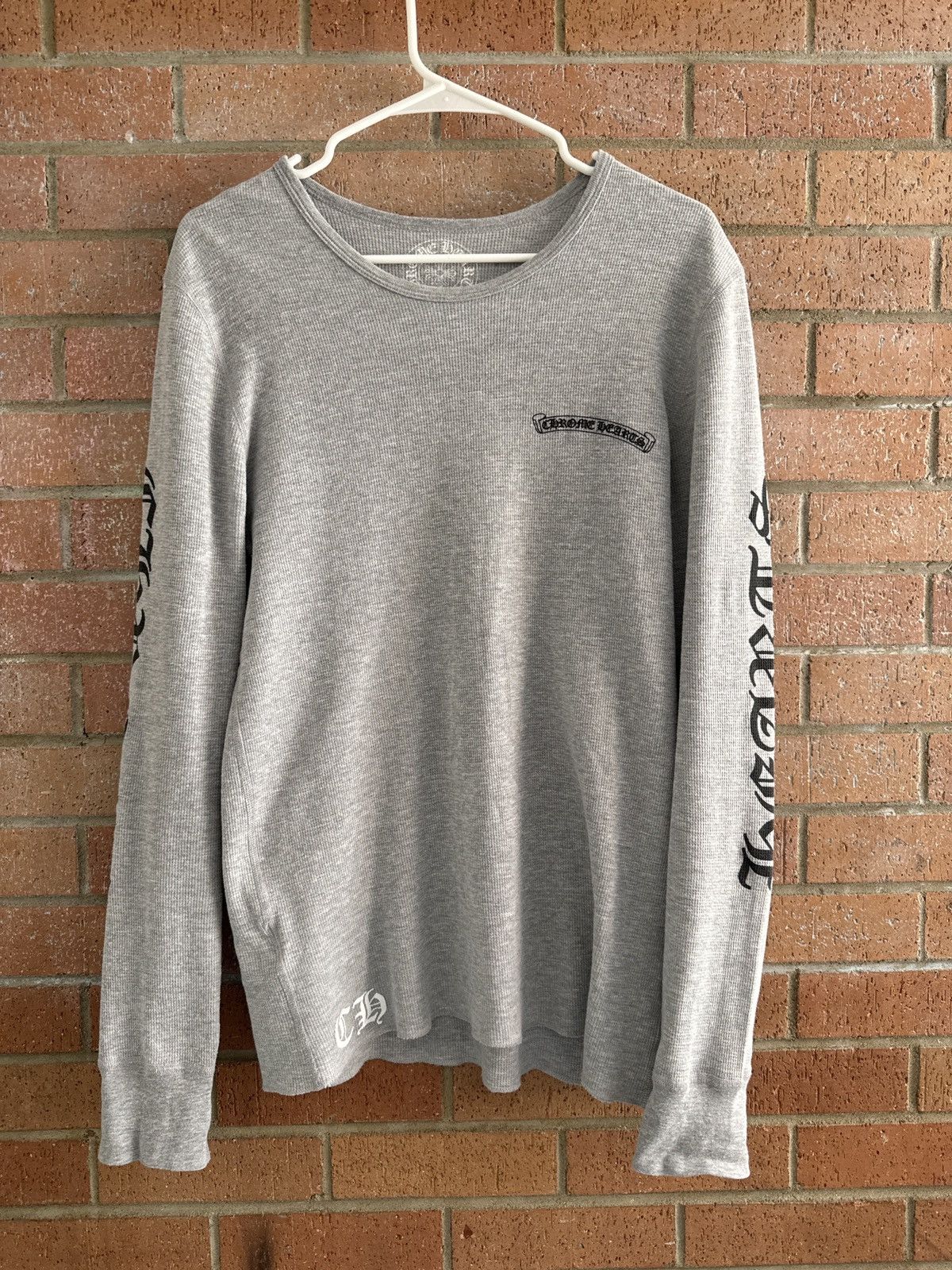 Chrome Hearts Chrome Hearts Scroll Logo Long-Sleeve Thermal T-Shirt 'Grey' Size US M / EU 48-50 / 2 - 1 Thumbnail